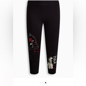 Torrid Disney, beauty and the beast crop signature waist band premium Leggings